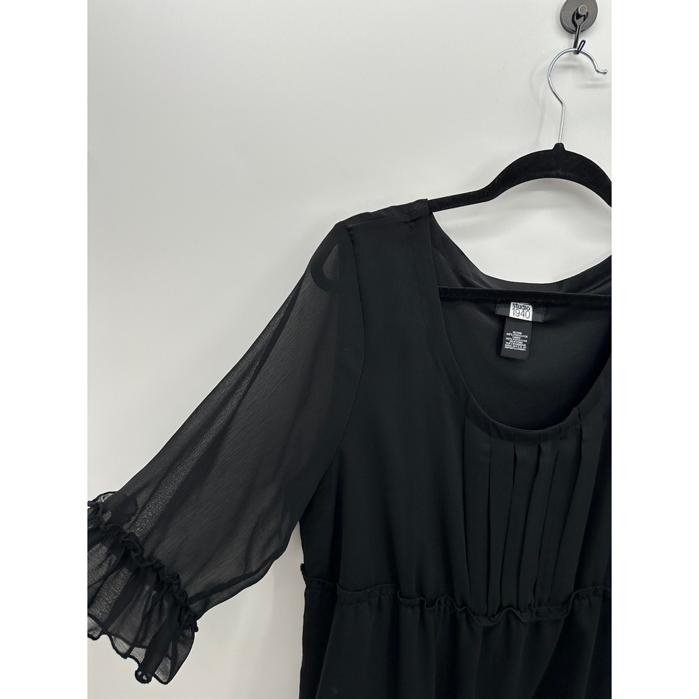 Womens Black Chiffon Ruffle Babydoll Coquette Top Sz 2X Whimsigoth Dark Romantic - Picture 3 of 7